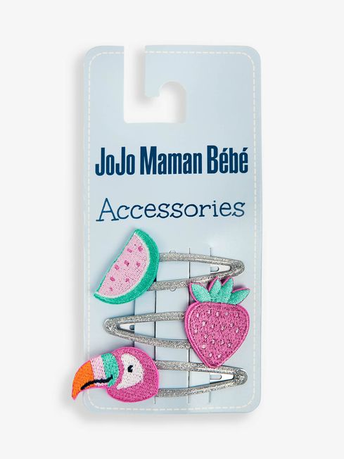 JoJo Maman Bébé Pink Tropical 3-Pack Character Clips