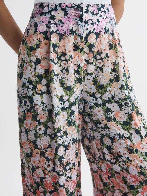 Reiss Serena Floral Print Wide Leg Trousers | REISS USA