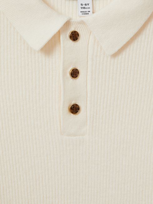 Reiss Ecru Holms Senior Merino Wool Polo Shirt