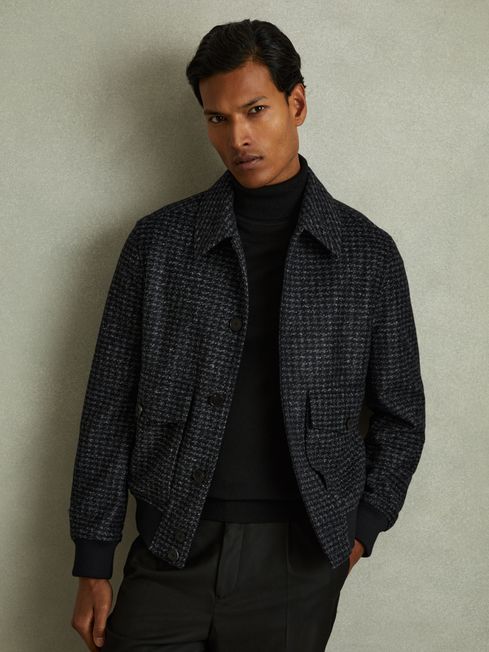 Reiss Packer Puppytooth Check Bomber Jacket REISS Rest of World