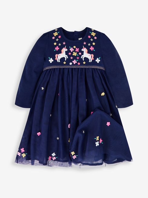 JoJo Maman Bébé FLORAL EMBROIDERED CABLE - Moufles - navy/bleu 