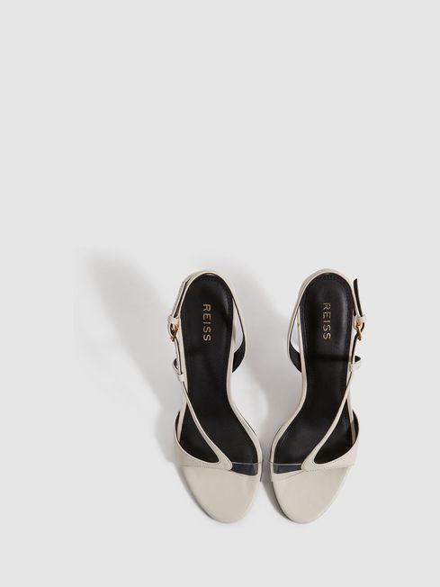 Leather Clear Strap Block Heels in White REISS Canada