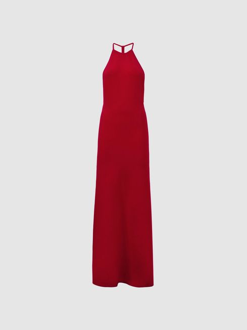 Olivia Red Halter Neck Maxi Dress REISS Ireland