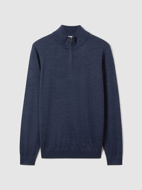 Reiss Blackhall Merino Wool Half Zip Funnel Neck Jumper REISS