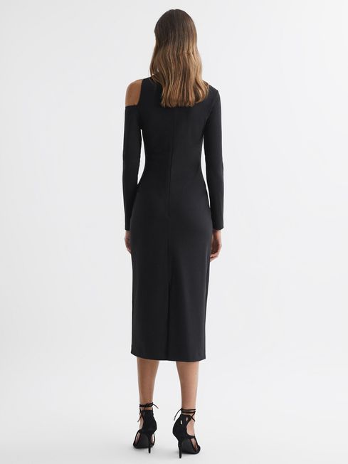 Midi length black deals dress with sleeves