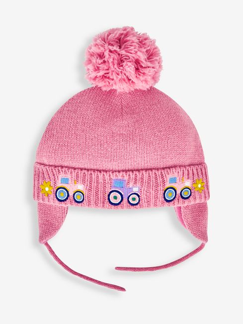 JoJo Maman Bébé Pink Tractor Embroidered Hat
