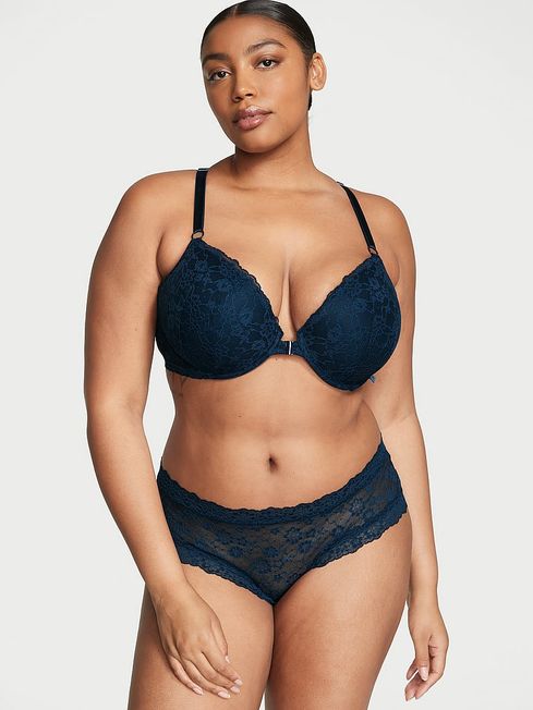 Victoria's Secret Noir Navy Blue Cheeky Posey Lace Knickers