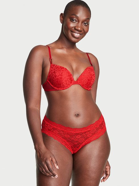 Victoria's Secret Lipstick Red Cheeky Posey Lace Knickers