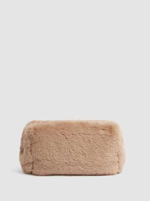 Reiss Natural Monza Faux Fur Clutch Bag