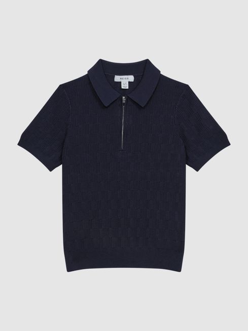 Reiss Ubud Half Zip Textured Polo T Shirt REISS USA