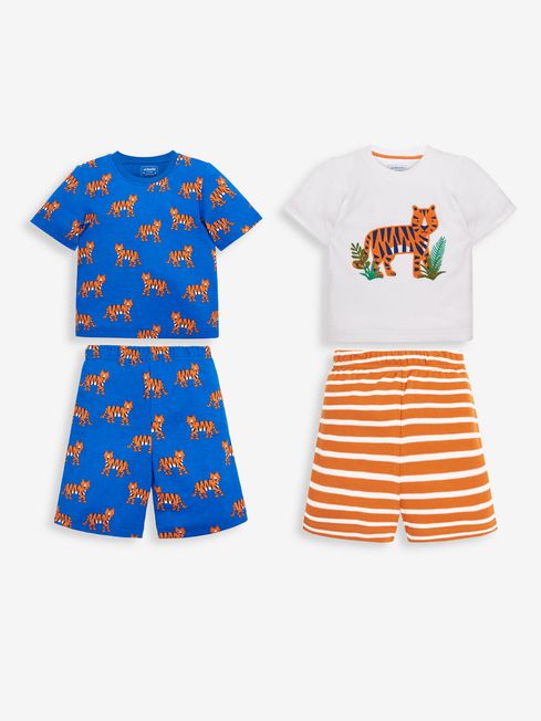 JoJo Maman Bébé Cobalt 2-Pack Kids Tiger Jersey Pyjamas