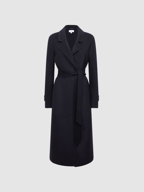 Reiss Brooks Wool Blend Blindseam Belted Coat REISS Rest of Europe