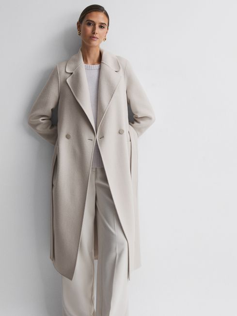 Reiss Stone Lucia Petite Long Wool Blend Blindseam Coat