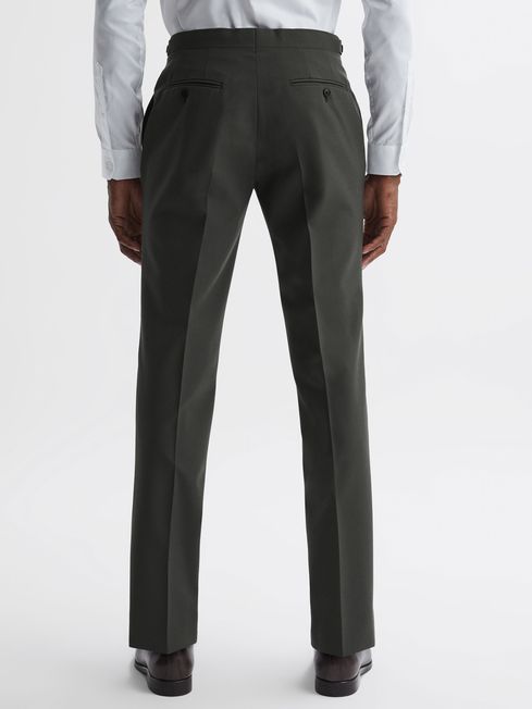 Reiss Forest Green Bold Slim Fit Wool Trousers