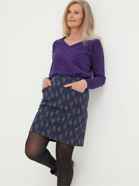 Blue Jennie Ink Ditsy Jersey Skirt FatFace USA