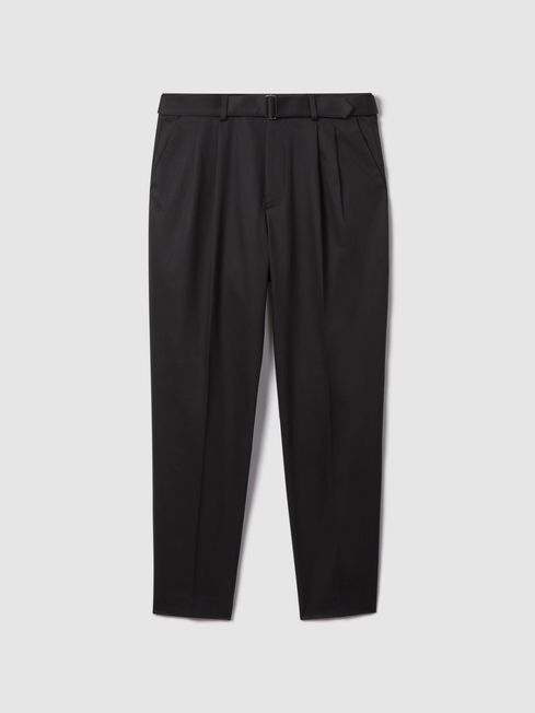 Reiss Liquid Relaxed Tapered Belted Trousers | REISS USA