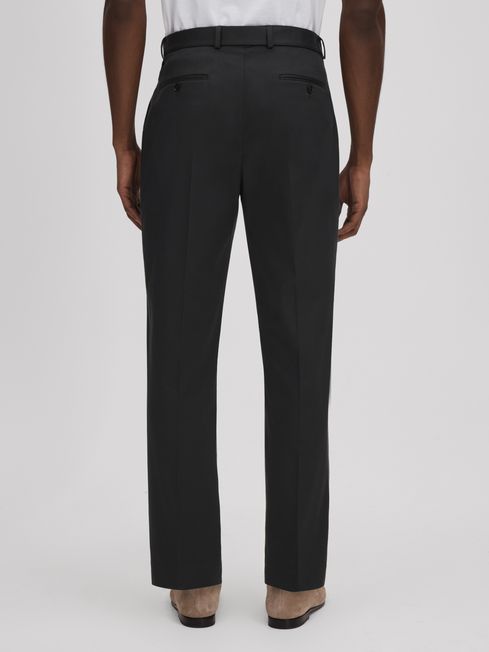 Reiss Black Liquid Relaxed Tapered Belted Trousers