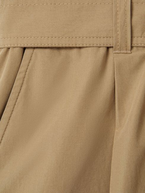 Cotton Tapered Parachute Trousers in Sand