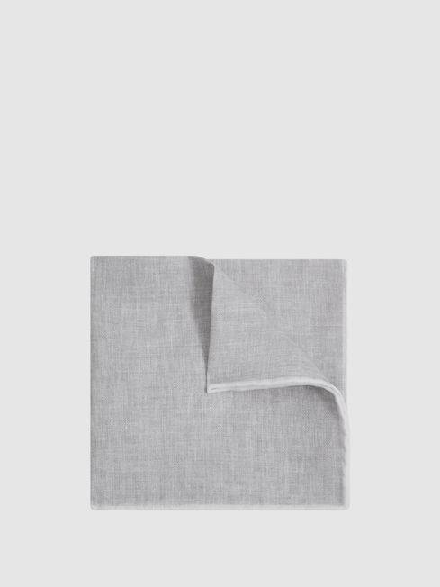 Reiss Soft Ice Siracusa Linen Contrast Trim Pocket Square