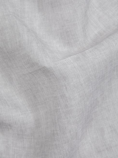 Linen Contrast Trim Pocket Square in Soft Ice