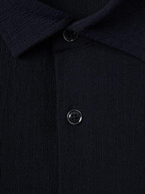 Reiss Navy Corsica Textured Button-Through Shirt