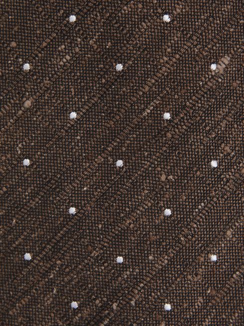 Silk Blend Textured Polka Dot Tie in Chocolate Melange