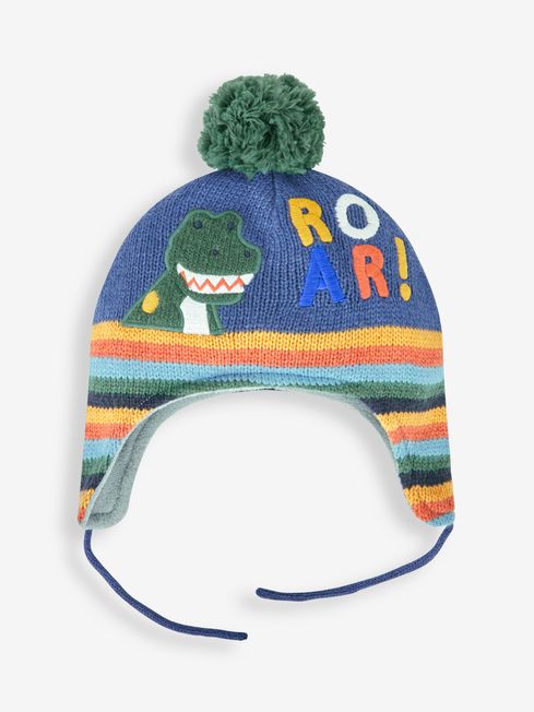 JoJo Maman Bébé Indigo Boys' Dinosaur Roar Appliqué Hat