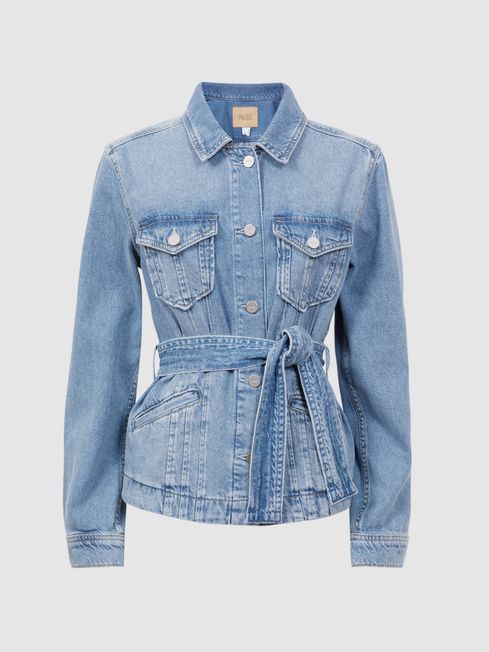 Denim shop belted shirt