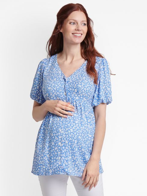 JoJo Maman B b Blue Ditsy Print Maternity Blouse