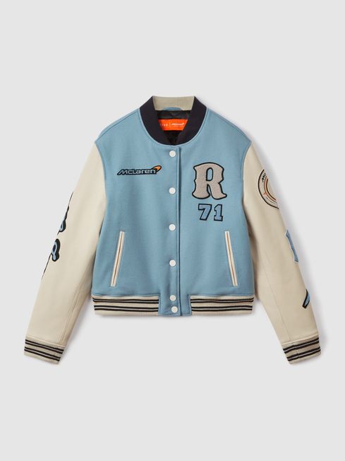 R letterman jacket top