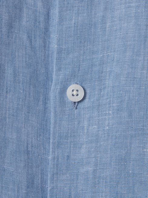 Teen Linen Cutaway Collar Shirt in Sky Blue