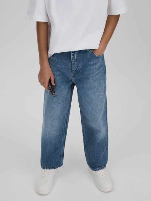 Reiss Mid Blue Ronnie Loose Fit Adjuster Jeans