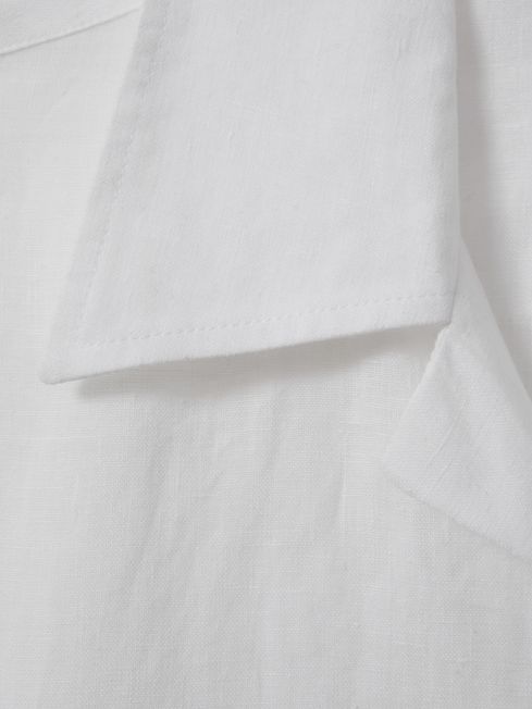 Relaxed Linen Cuban Collar Shirt in White