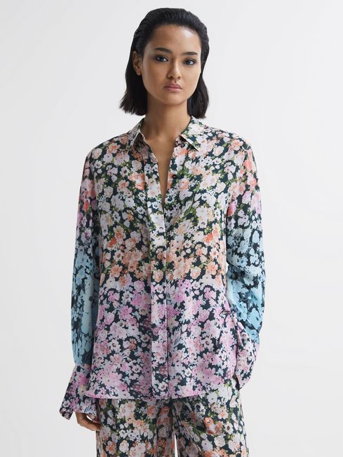 Reiss Serena Floral Print Concealed Button Shirt | REISS USA