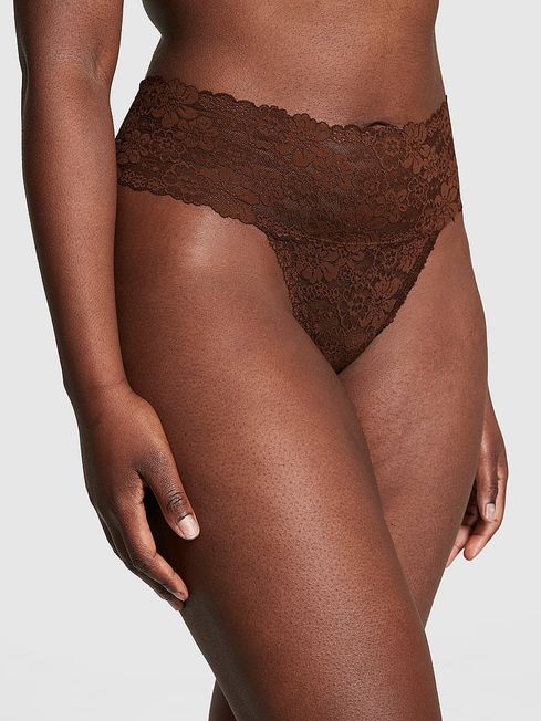 Victoria's Secret PINK Ganache Nude Hipster Thong Lace Knickers