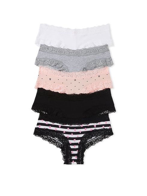 Victoria's Secret White/Grey/Pink/Black Cheeky Cotton Knickers Multipack