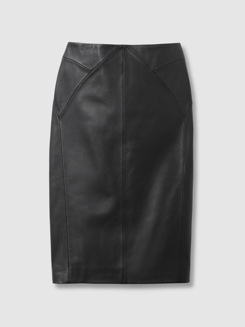 Black leather skirt reiss top