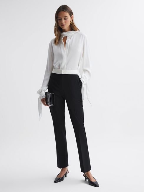 Reiss Olivia Tapered Contrast Waistband Trousers