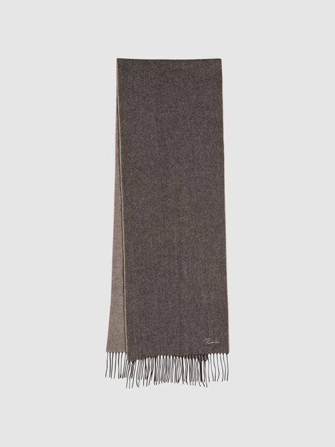 Reiss Taupe Picton Cashmere Blend Scarf