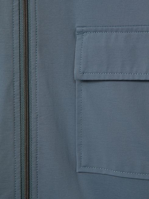 Reiss Steel Blue Hylo Technical Zip-Through Jacket