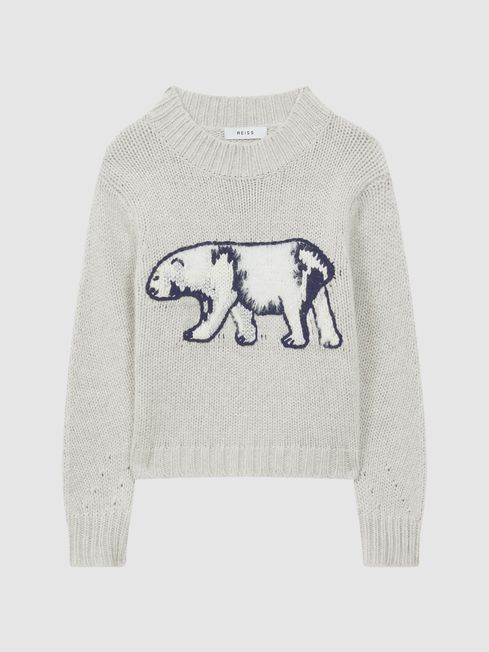 Reiss Polli Casual Knitted Polar Bear Jumper REISS Rest of Europe