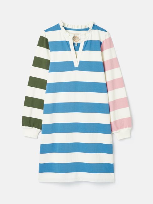 Joules Sophia Multi Striped Cotton Rugby Shirt Dress