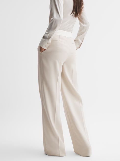 Reiss Maya Mid Rise Contrast Wide Leg Suit Trousers | REISS USA