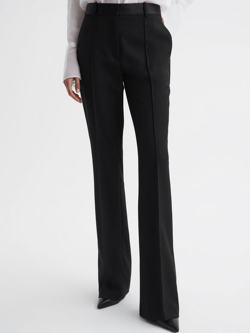 Reiss Alia Flared Satin Waistband Suit Trousers | REISS USA