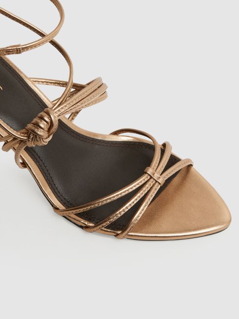 Reiss Bronze Georgina Leather Strappy Heels