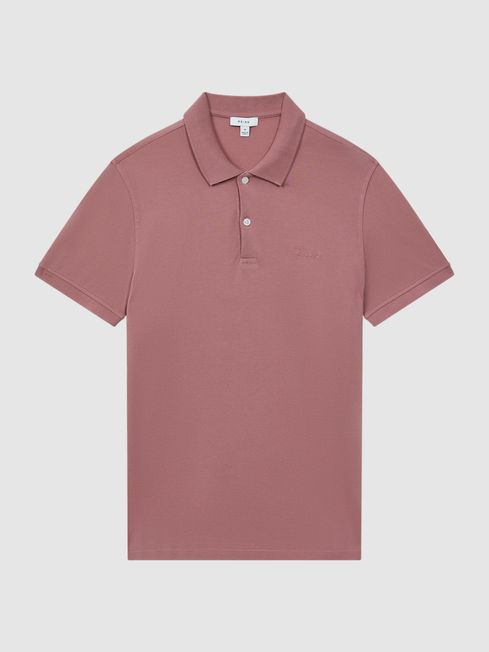 Reiss Peters Slim Fit Garment Dyed Embroidered Polo Shirt | REISS USA