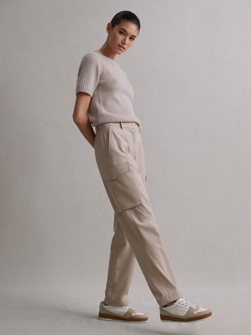 Reiss Neutral Violet Mid Rise Cargo Trousers