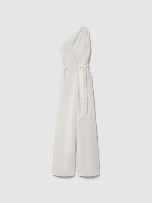 Belted one shoulder jumpsuit deals