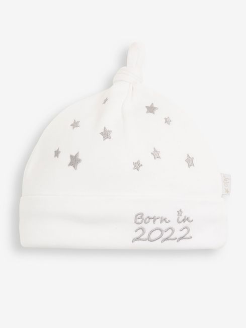JoJo Maman Bébé Grey Born in 2022 Embroidered Hat