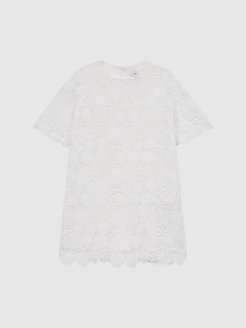 Reiss Ivory Susie Junior Lace T-Shirt Dress